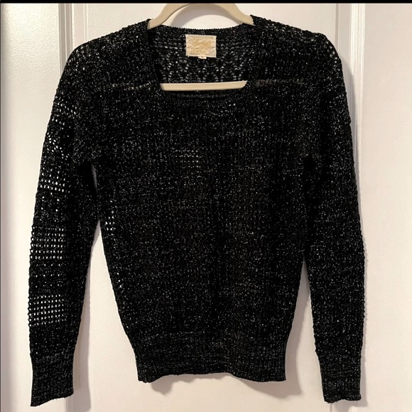 Vintage Sheridan Black Open Weave Sweater top L - Picture 1 of 6